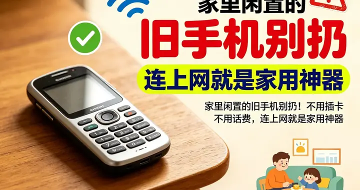家里闲置的旧手机别扔！不用插卡不用话费，连上网就是家用神器
