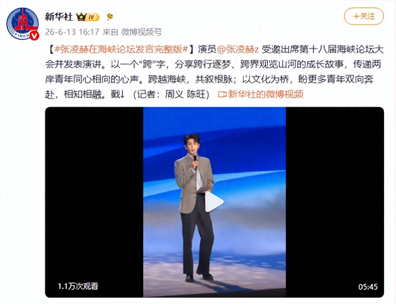 张凌赫在海峡论坛发言