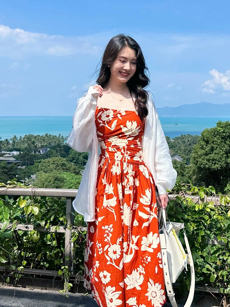 气质女神范白色衬衫吊带碎花裙套装减龄爆款