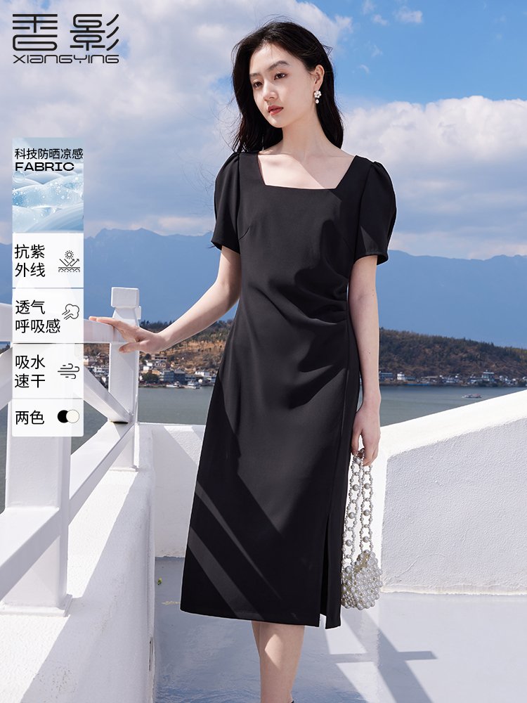 香影黑色连衣裙女