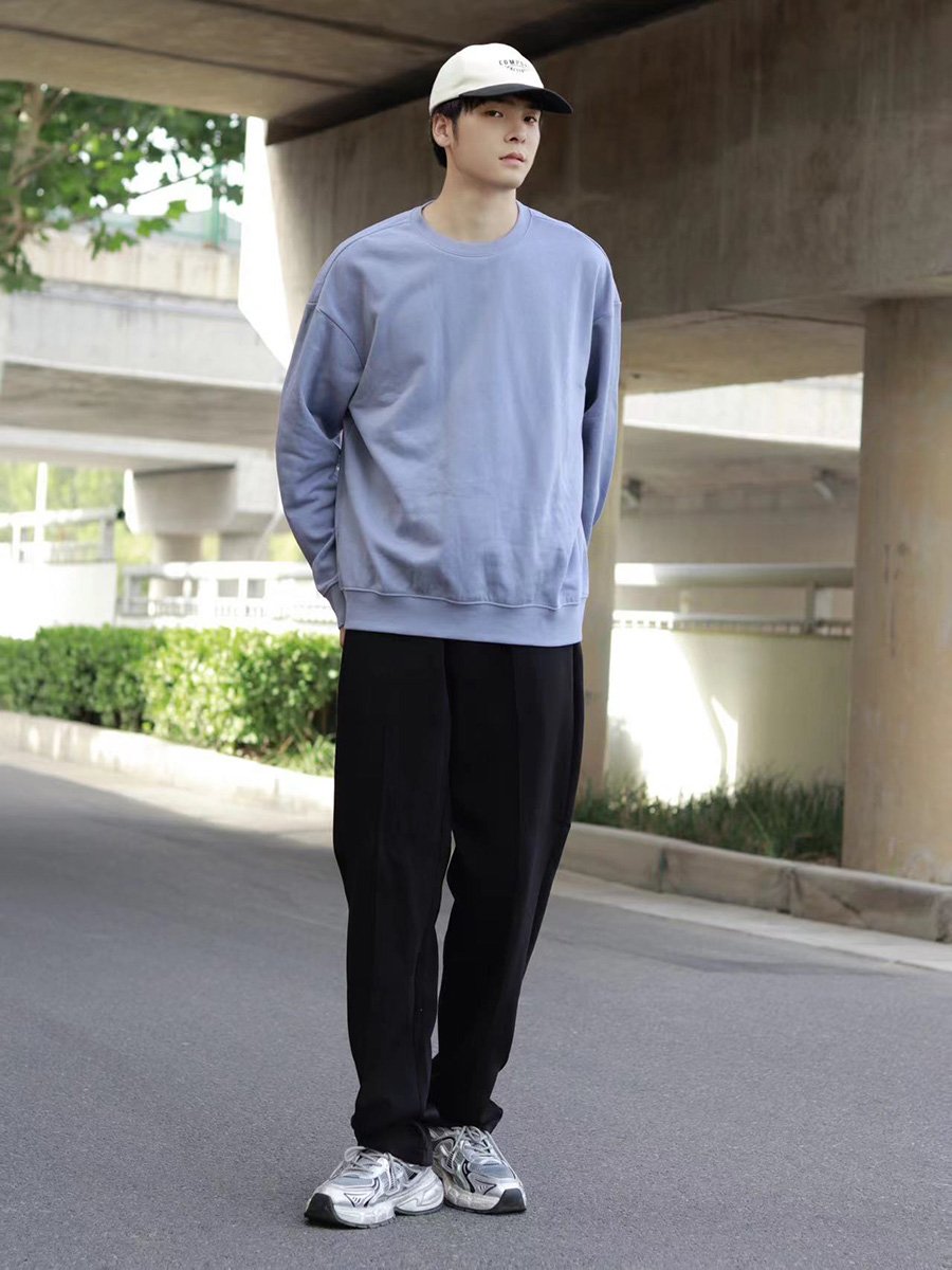 阿玛尼男士棉质松紧腰纯色卫裤