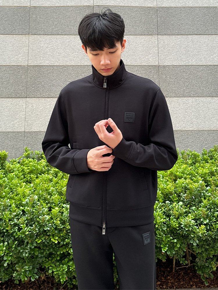 阿玛尼含全拉链卫衣的复合平纹布运动套装
