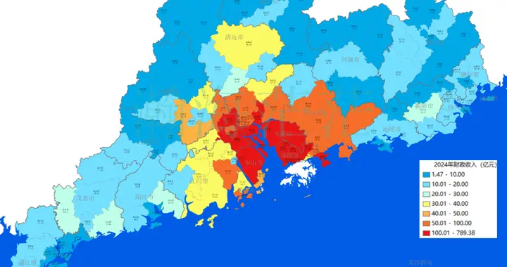 2024年广东省各区县一般公共预算收入及增速