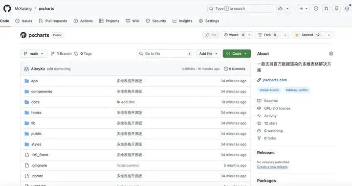 pxcharts多维表开源！为开发者和数据分析师打造的轻量化智能表格