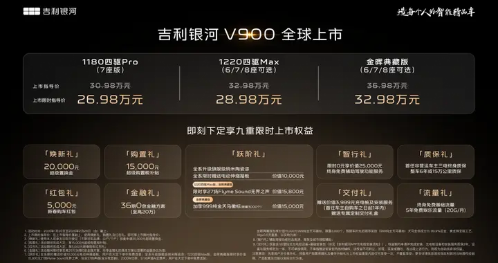 AI全场景家庭旗舰MPV！吉利银河V900上市：限时26.98万起