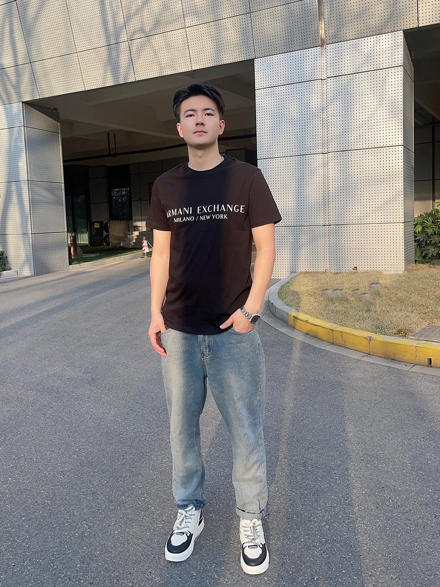 阿玛尼男女全棉圆领短袖纯色T恤
