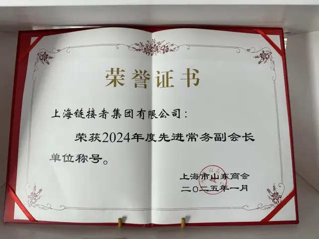 上海链接者集团荣获上海市山东商会2024年度先进常务副会长单位