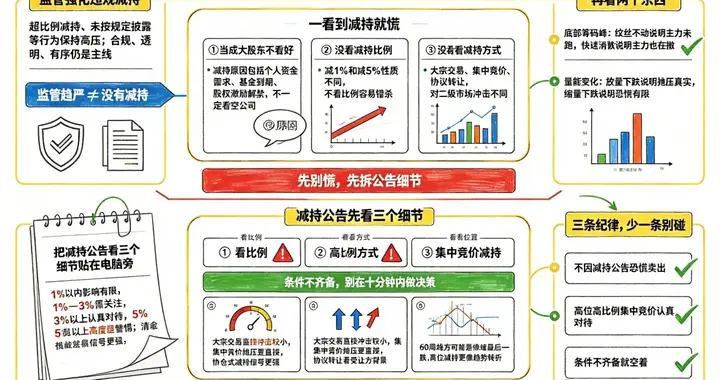 证监会强化减持监管，散户看到减持公告，先看三个细节