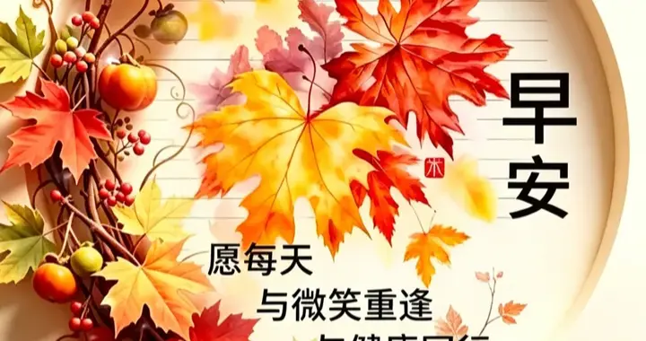 12张秋天最新早安祝福语图片，秋风起，秋思长，秋日问候暖心房
