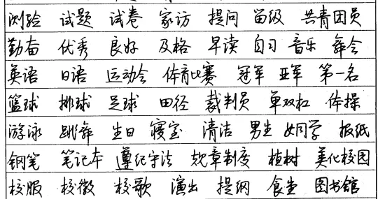 席殊硬笔字训练