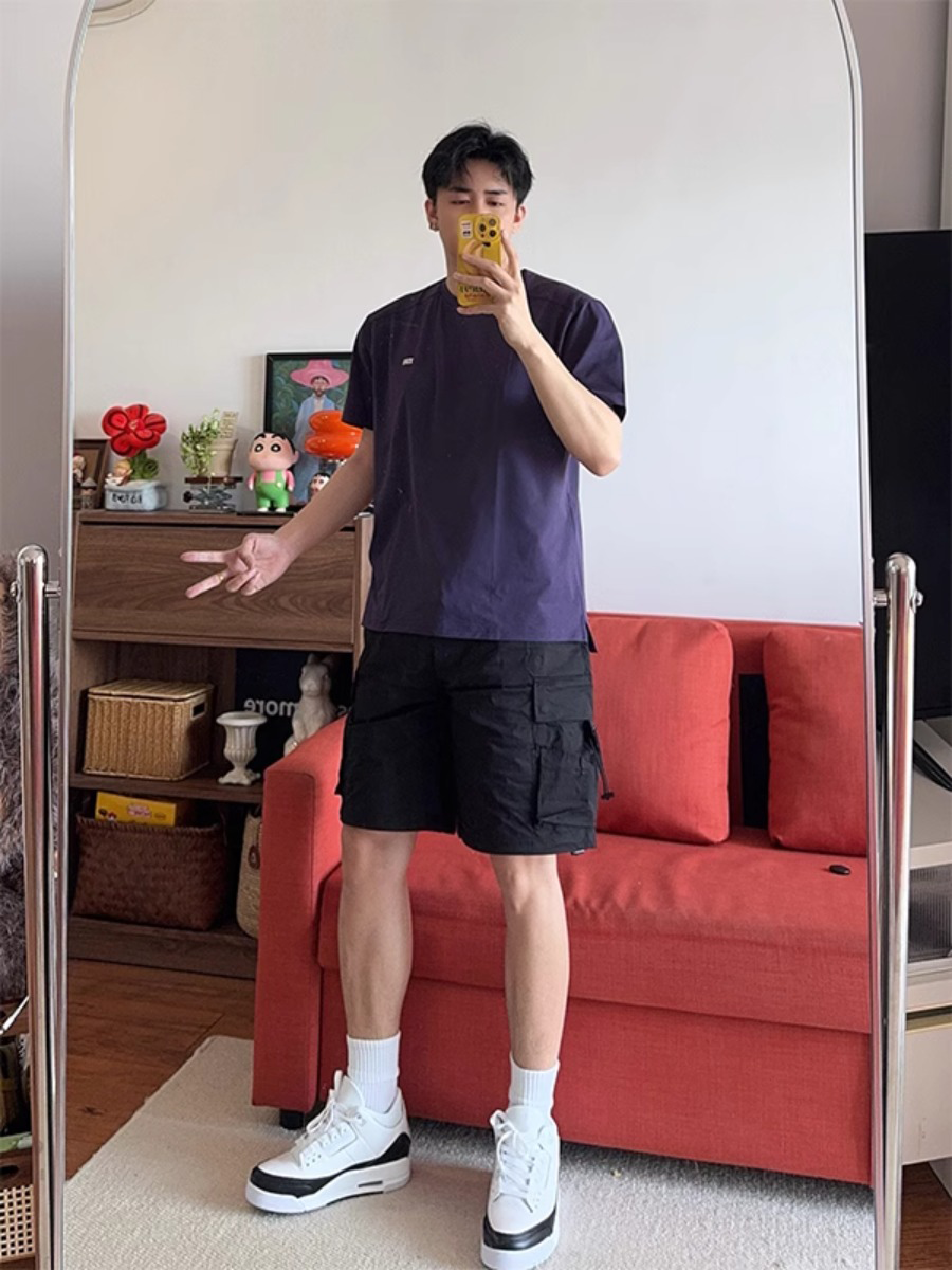 大口袋速干工装短裤男款夏季冰丝阔腿裤子美
