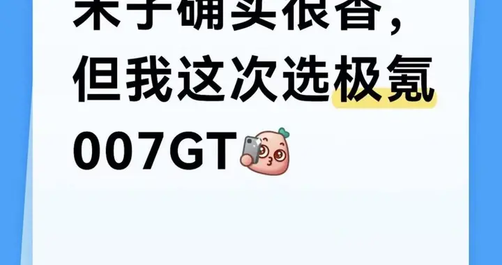 米子确实很香，但我这次选极氪007GT