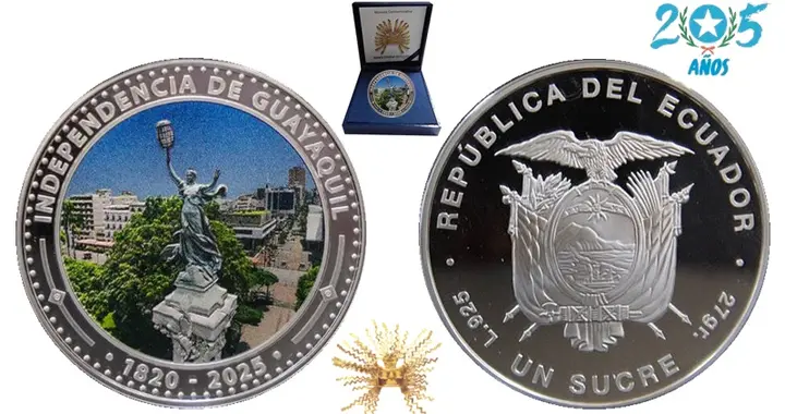 厄瓜多尔：发行全新银质彩色及精制纪念币，庆祝独立200周年