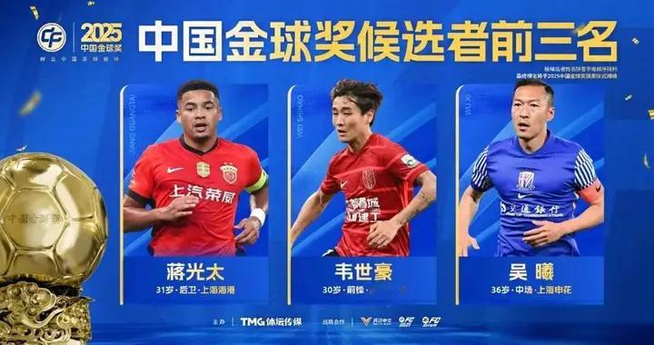 2025中国金球奖各奖项前三名揭晓，U23国足两人入围