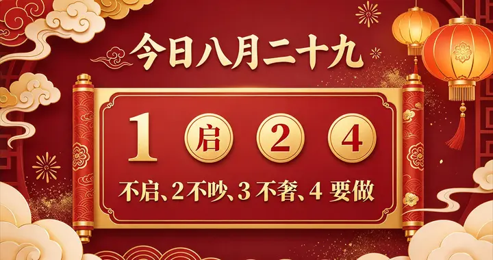 今日八月二十九，有空没空，记得：1 不启、2 不吵、3 不奢、4 要做