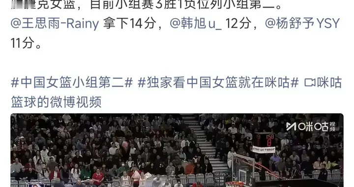 王思雨末节1分钟9分，女篮胜捷克 ，锁定世界杯正赛