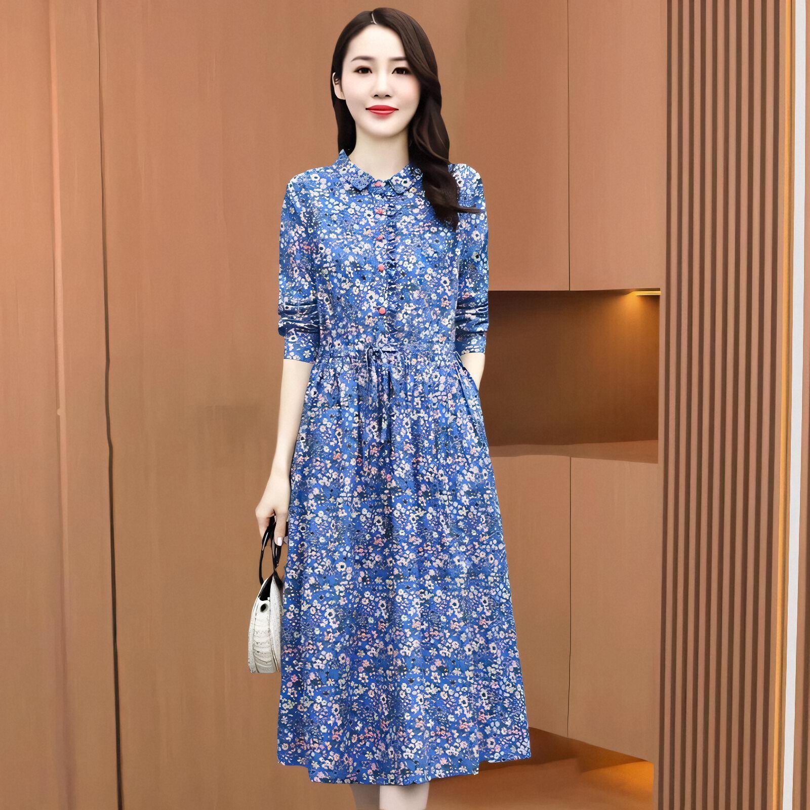 棉麻碎花裙子