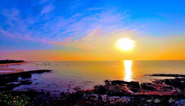 在石螺口海滩欣赏一场绝美落日夕阳