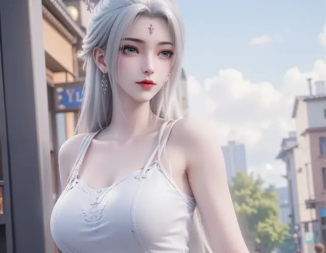 ai绘画吊带背心小短裤小白