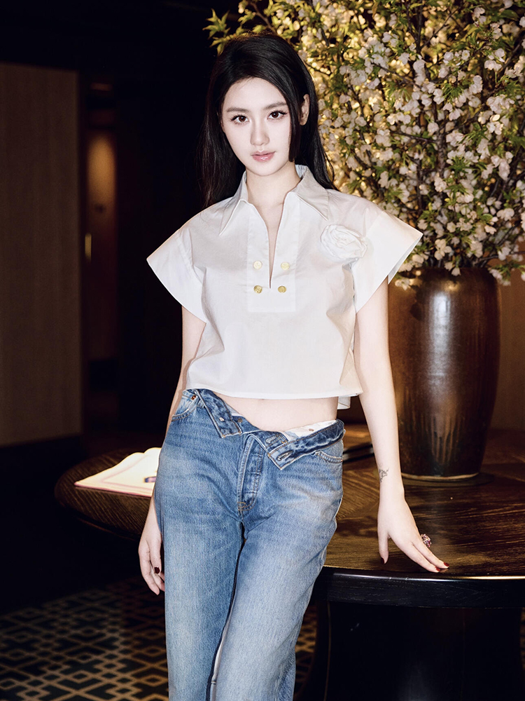 轻奢小众设计感小资上衣法式小香风白色衬衫