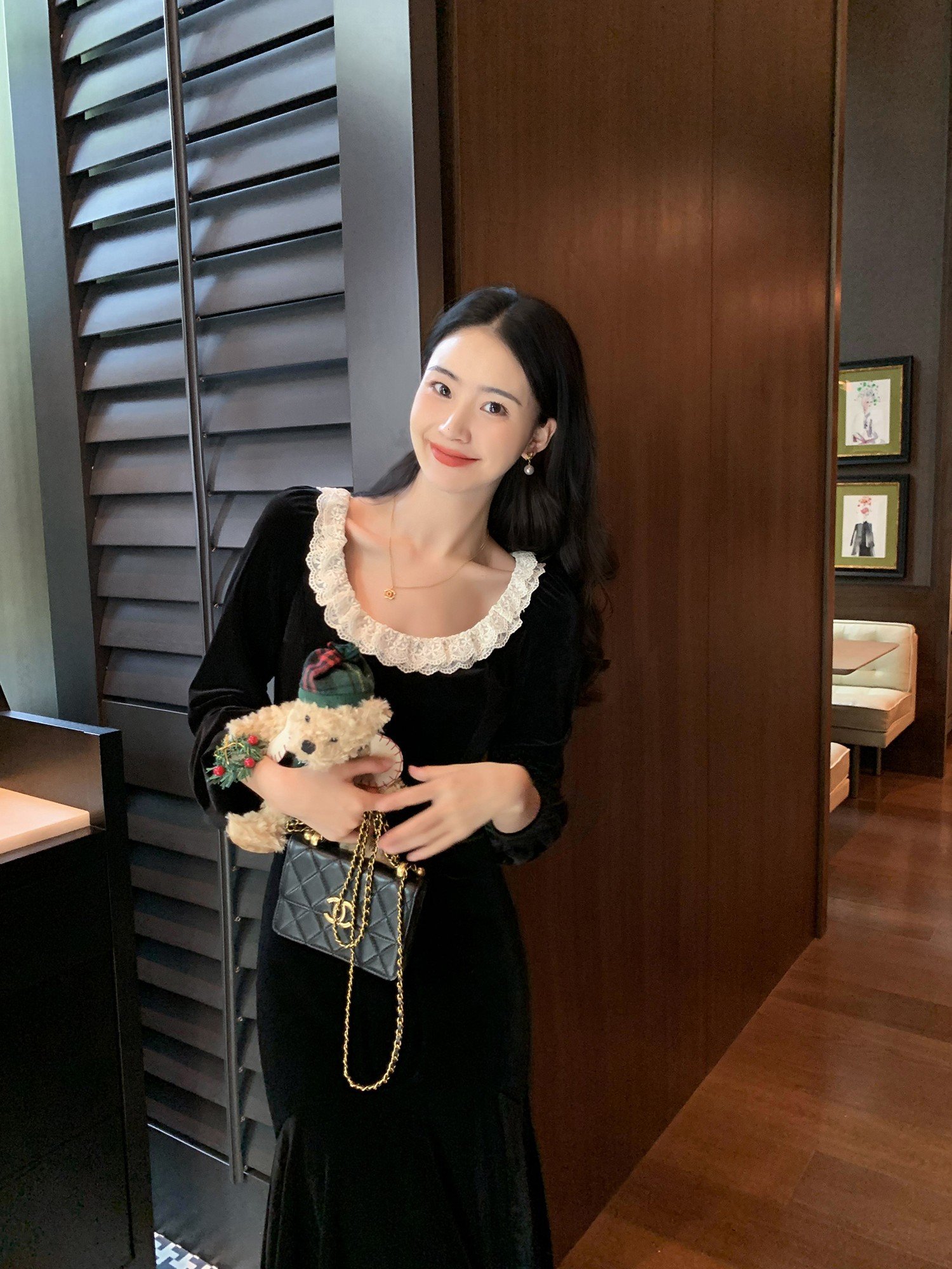 pusumede 高级感丝绒连衣裙女