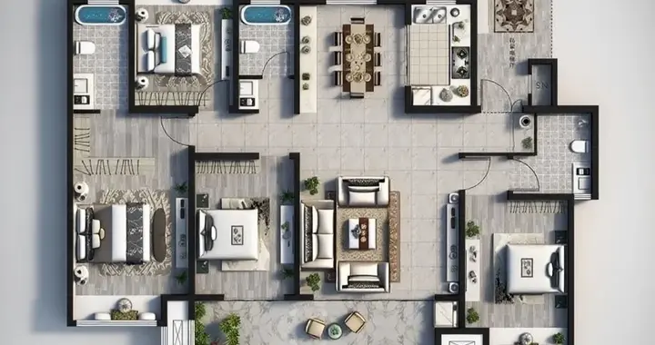 168.88㎡三卫户型：全明卫浴+南北通厅，难寻挑剔点