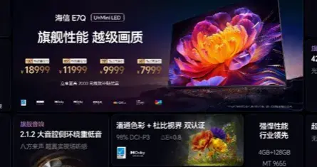 7999元起海信E7Q正式发布，黑曜屏Pro+4224物理分区性能全面提档