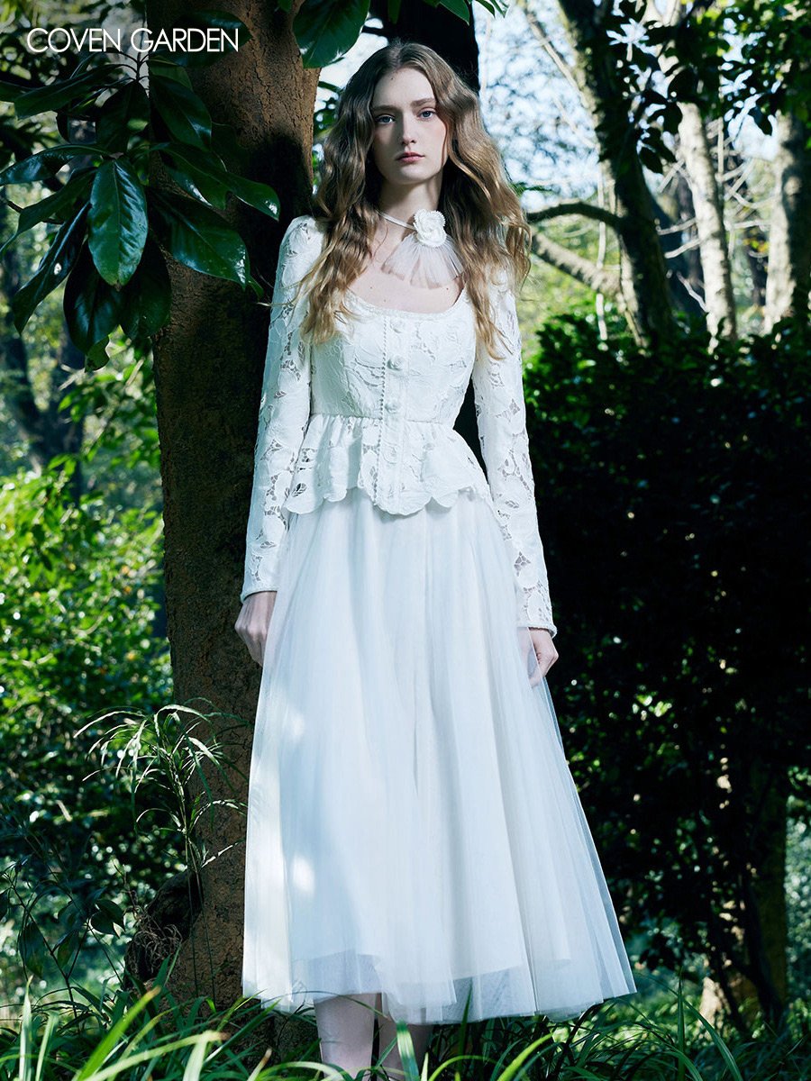 哥文花园秋季新款小众绣花网纱连衣裙高级感