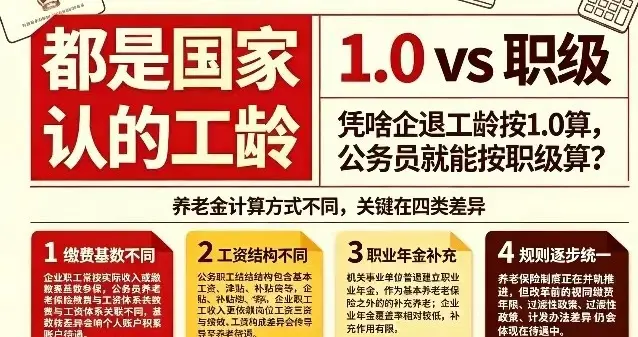 都是国家认可的工龄！凭啥企退按1.0算，公务员按职级算？