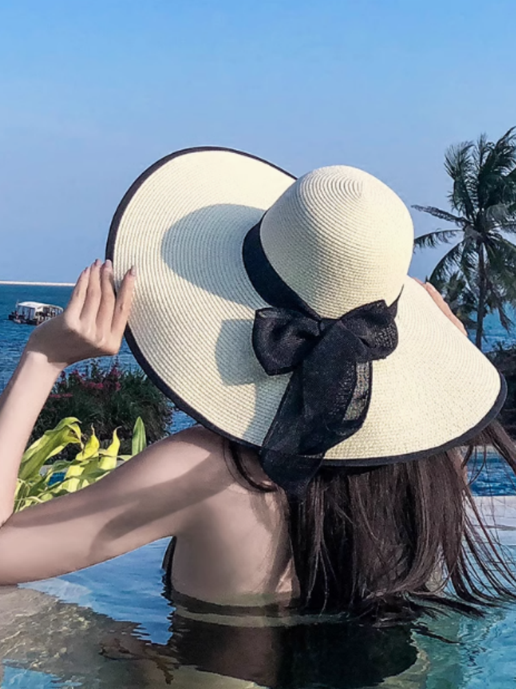 夏天度假防紫外线大沿防晒沙滩帽子！