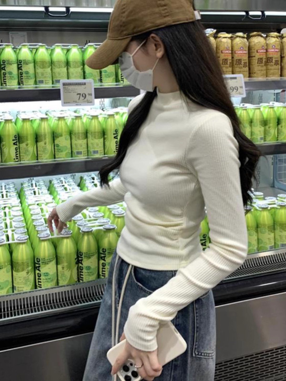 白色半高领短款打底衫女冬季高级感内搭短款