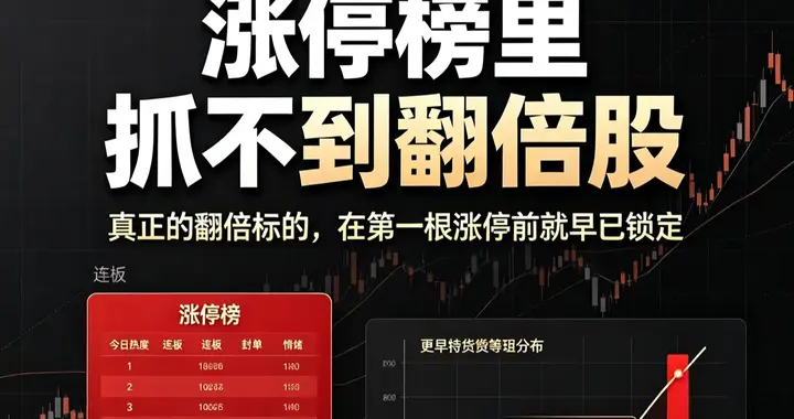 涨停榜里抓不到翻倍股！真正的翻倍标的 在第一根涨停前就早已锁定