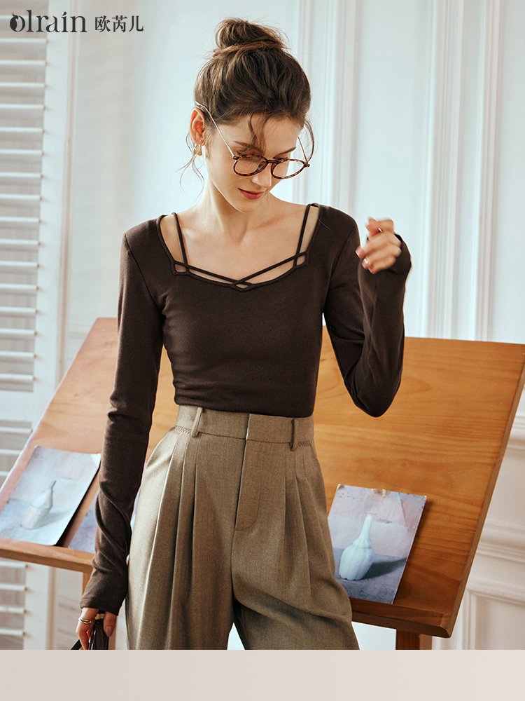 性感把控力！时尚篙弹力创意绑绳T恤