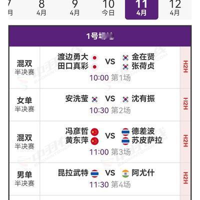 邹雷羽毛球：4月11日2026亚洲羽毛球
