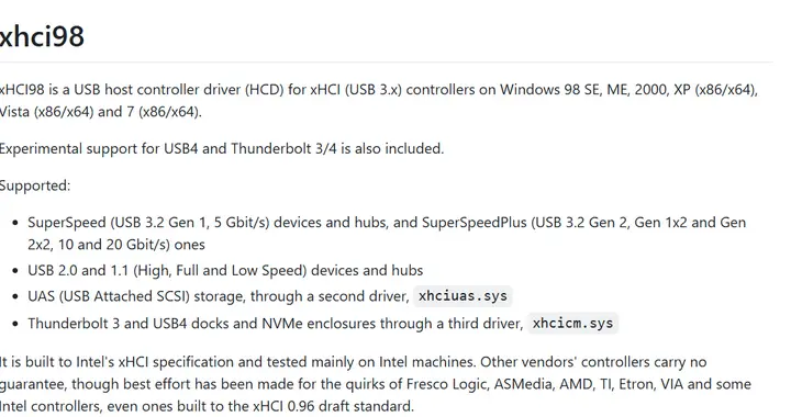 复古系统再获新生：Windows 98 SE系统已支持USB4与雷电接口