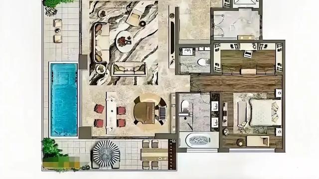 极致设计：365㎡带泳池大平层，到底是顶