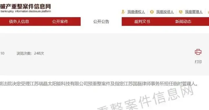 江苏一TOPCon电池企业申请预重整