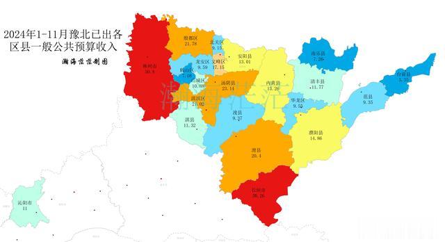 2024年1-11月豫北已出28个区县一般公共预算收入，林州超长垣