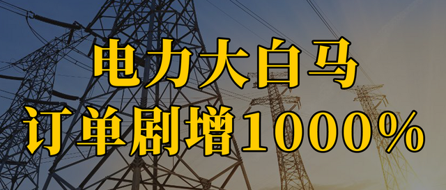 打破垄断，订单剧增1000%，电力大白马，稳了!