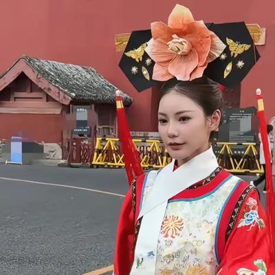 优优时尚穿搭：马筱梅打卡北京故宫，穿红色