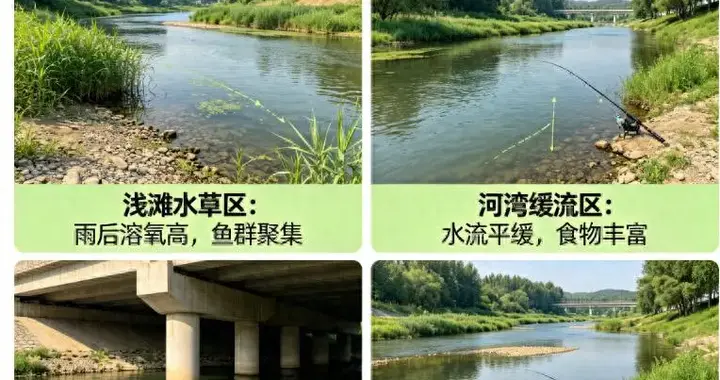 雨后野河狂出大板鲫，四个黄金钓位找准，下竿就有口