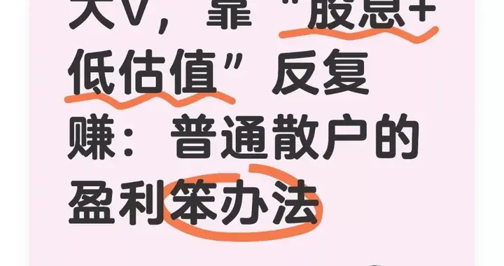 不猜涨跌、不跟大V，散户靠“股息+低估值”反复赚