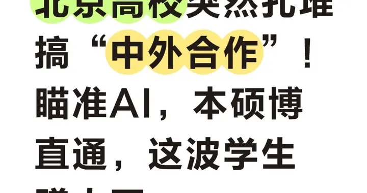 高校突然扎堆搞“中外合作” 瞄准AI，本硕博直通，这波学生赚大了