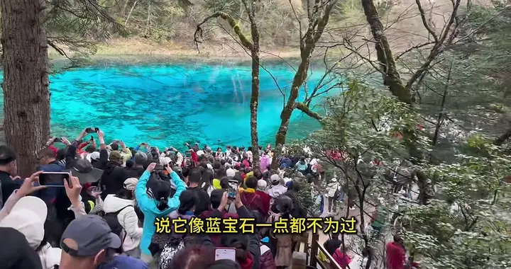 九寨沟五彩池被挤爆 全网游客"约好"打卡 镜头骗不了人 这才是真顶流