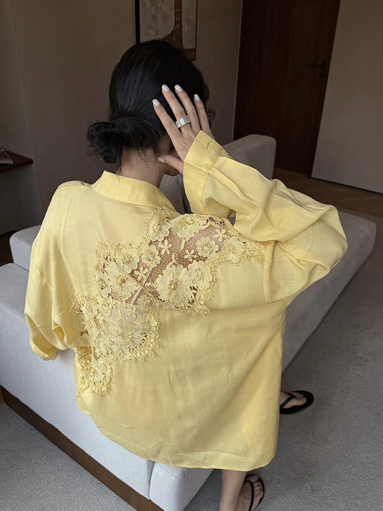 小众设计感小资上衣韩系百搭黄色防晒衬衫