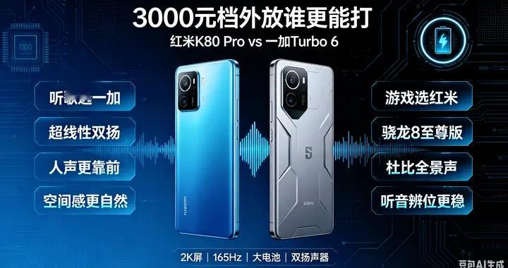 3000元档换机：红米K80 Pro和一加Turbo 6，外放差距比跑分真实