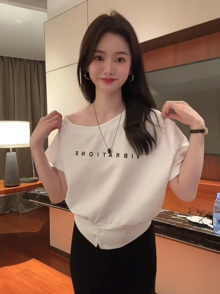 漂亮上衣打底衫设计感小众时尚白色短袖T恤