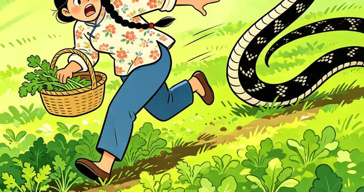 四川女子挖野菜遇大蛇，一人一蛇互相吓跑