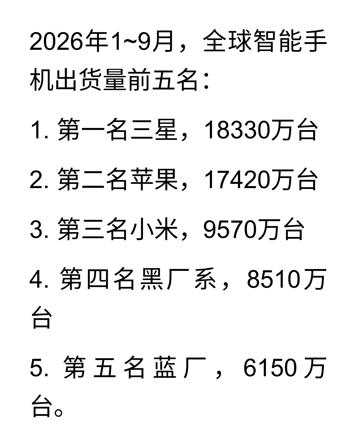 2026年手机销量数据出炉：iPhone华为国内份额过半，行业将迎来大...