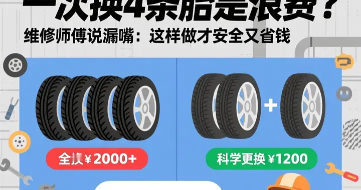 一次换4条胎是浪费？维修师傅真心话：这样做才安全又省钱